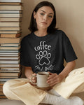 Coffee and Dogs T-Shirt — Paw Print Graphic Tee for Dog Lovers